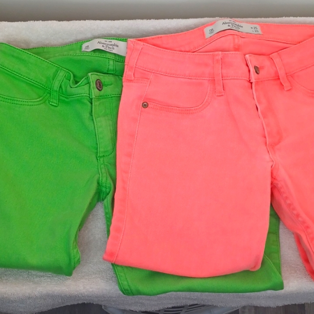 Abercrombie & Fitch Fluorescent Green and Pink Jeans